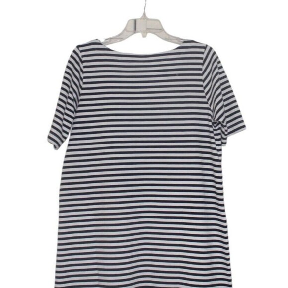 J Jill Shift Dress Navy & White Striped Pockets Knee Length Cotton Womens PM NWT - Picture 5 of 10